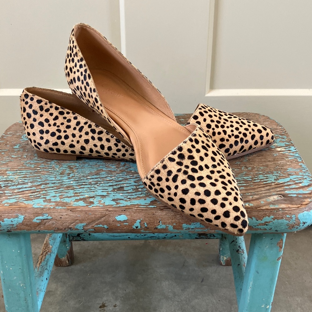 J. Crew Tan and Black Spotted Flats